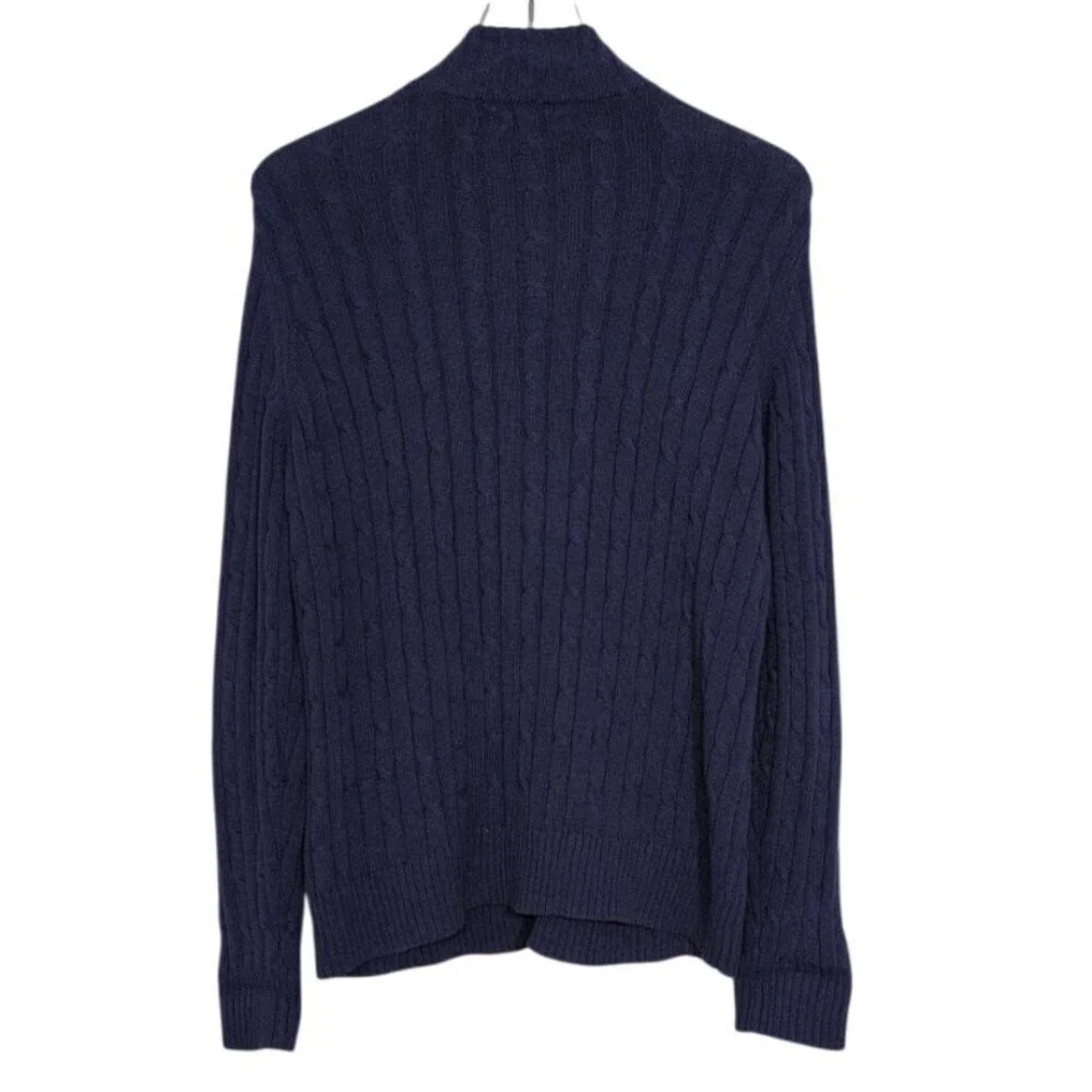 Croft & Barrow Cable Knit Sweater Womens Size Large Purple 100% Cotton Full Zip